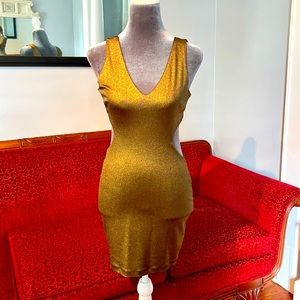 Bebe Bodycon Gold Dress S